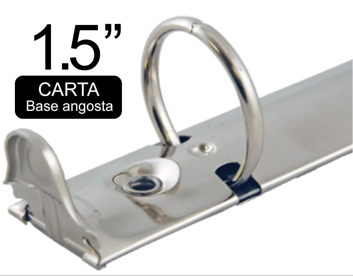 Herraje tamaño carta de 280 mm con tres argollas circulares de 1.5 pulgadas de diámetro, con palancas, base de 20 mm, acabado níquel, y capacidad para 325 hojas. Herraje tamaño carta de 280 mm con tres argollas circulares de 1.5 pulgadas de diámetro, con palancas, base de 20 mm, acabado níquel, y capacidad para 325 hojas.